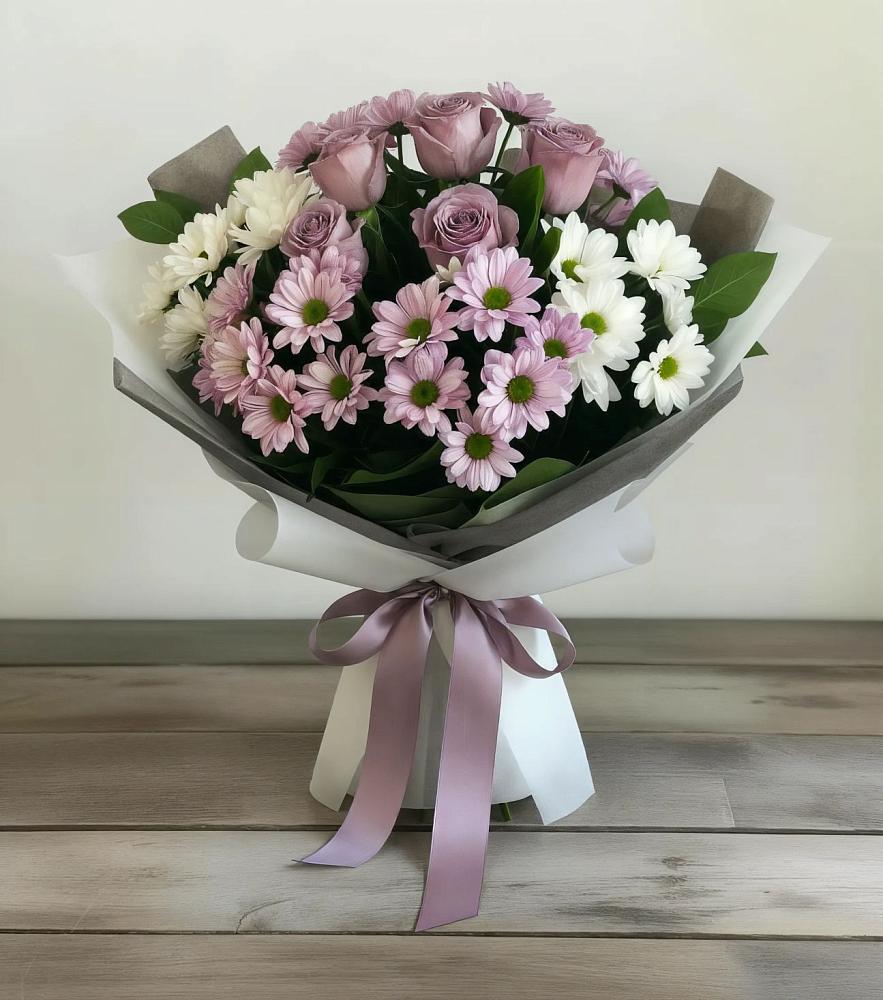 Букет цветов из: Хризантемы и Розы в Никольском 1-ом