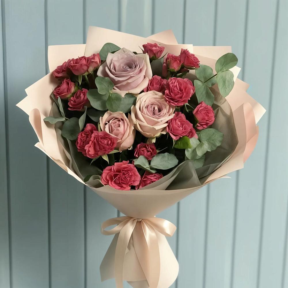 Букет цветов из: Гвоздики и Розы в Никольском 1-ом