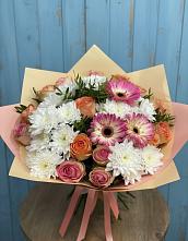 Букет цветов из:  Розы, Герберы и Хризантемы в Никольском 1-ом
