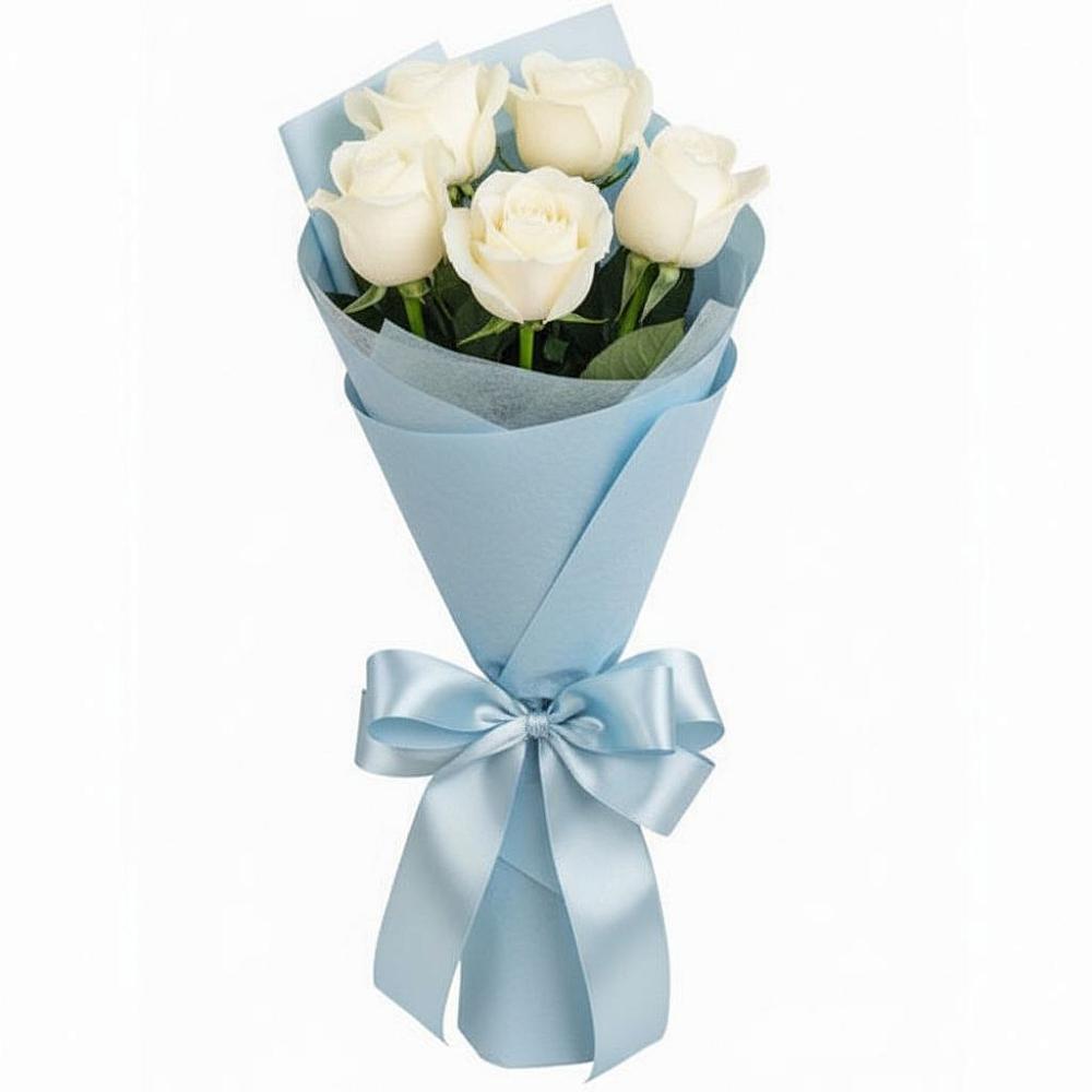 Букет 5 Белых роз Проуд в Никольском 1-ом