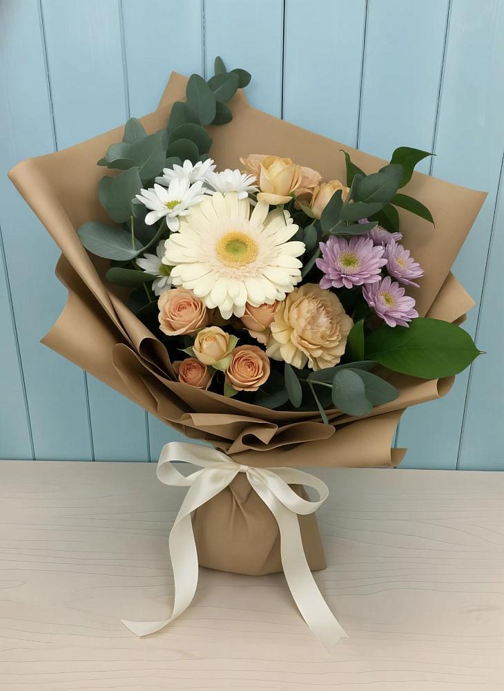 Букет цветов из: Герберы и Хризантемы в Никольском 1-ом