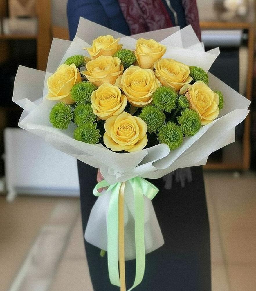 Букет цветов из: Хризантемы и Розы в Никольском 1-ом