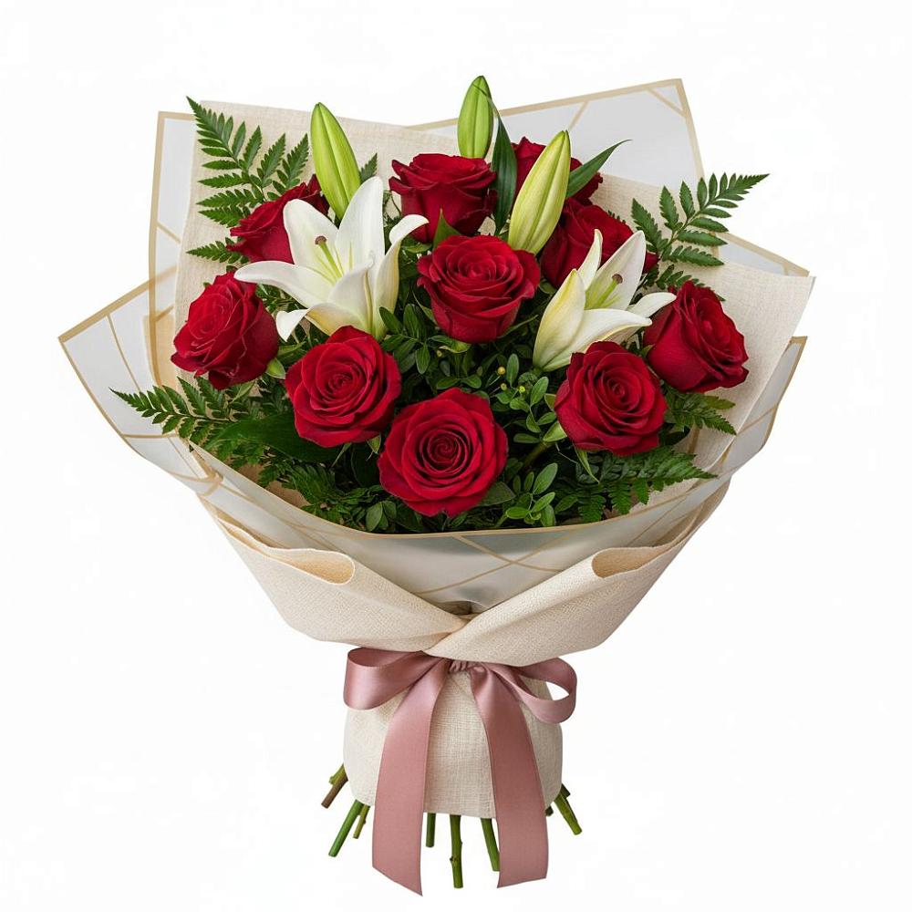 Букет цветов из: Лилии и Розы в Никольском 1-ом