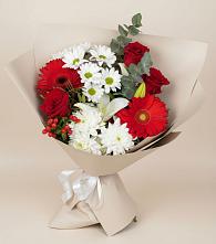 Букет цветов из:  Розы, Хризантемы, Герберы и Лилии в Никольском 1-ом