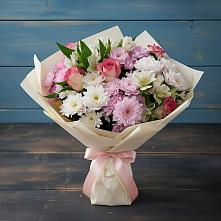 Букет цветов из:  Хризантемы, Альстромерии и Розы в Никольском 1-ом