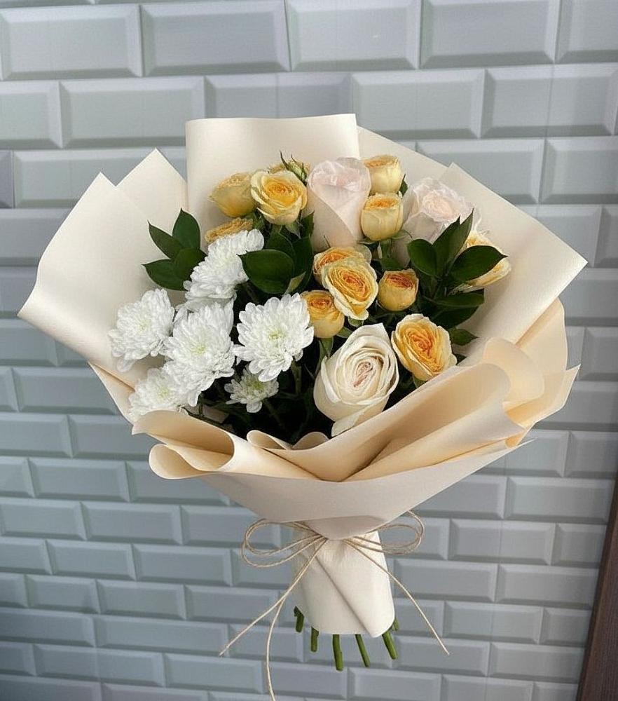 Букет цветов из: Розы и Хризантемы в Никольском 1-ом