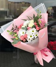 Букет цветов из:  Розы, Лизиантусы и Хризантемы в Никольском 1-ом