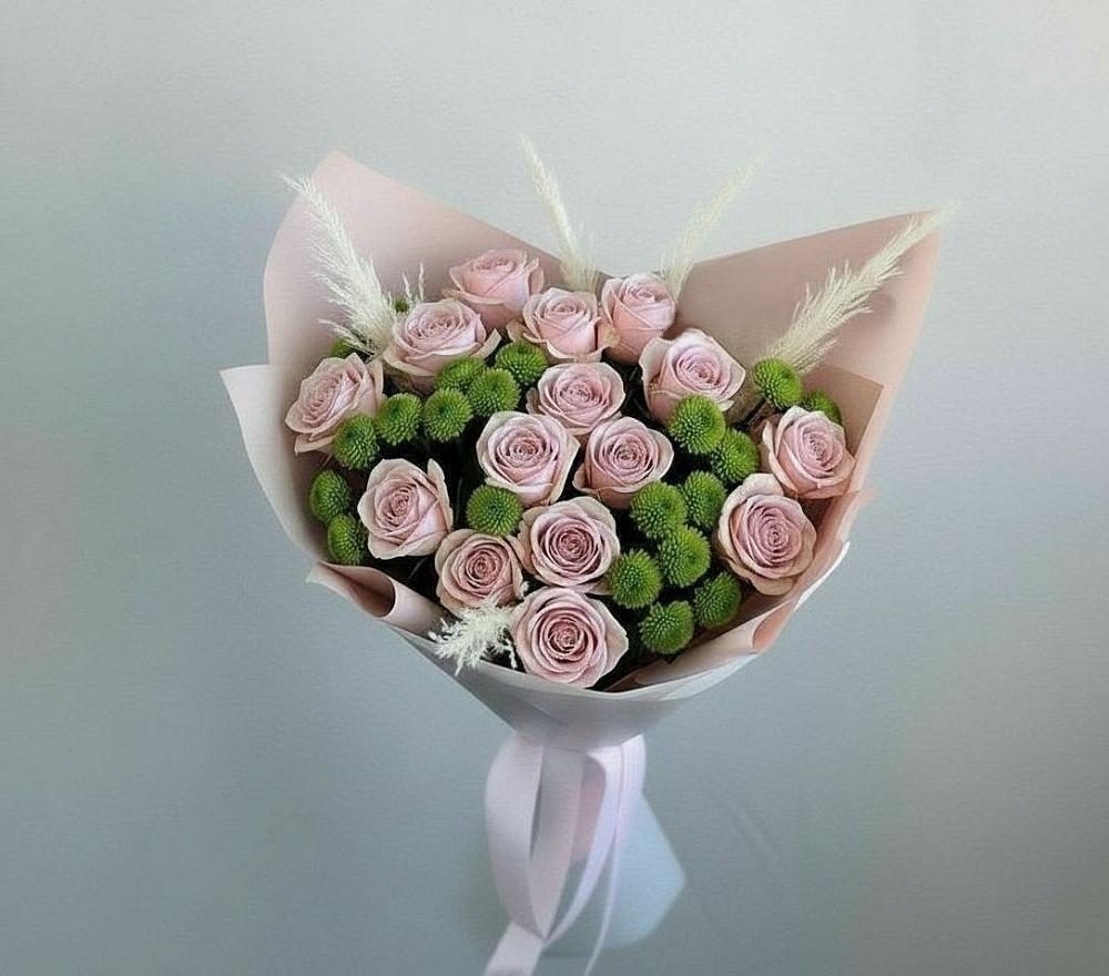 Букет цветов из: Розы и Хризантемы в Никольском 1-ом