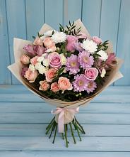 Букет цветов из:  Хризантемы, Розы и Альстромерии в Никольском 1-ом