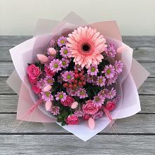 Букет цветов из:  Розы, Герберы и Хризантемы #REPLACE_PRED# Никольском 1-ом