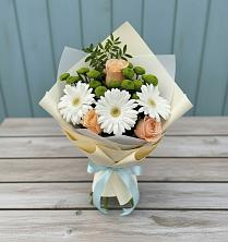 Букет цветов из:  Герберы, Розы и Хризантемы в Никольском 1-ом