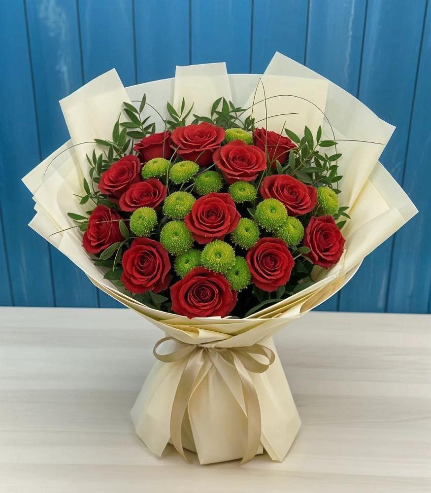 Букет цветов из: Розы и Хризантемы в Никольском 1-ом