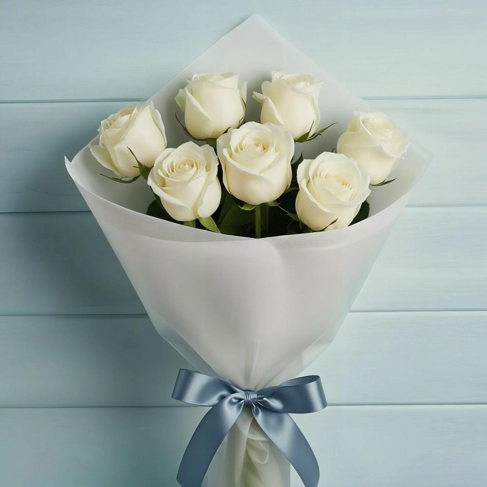 Букет 7 Белых роз Эдлесс Лав в Никольском 1-ом