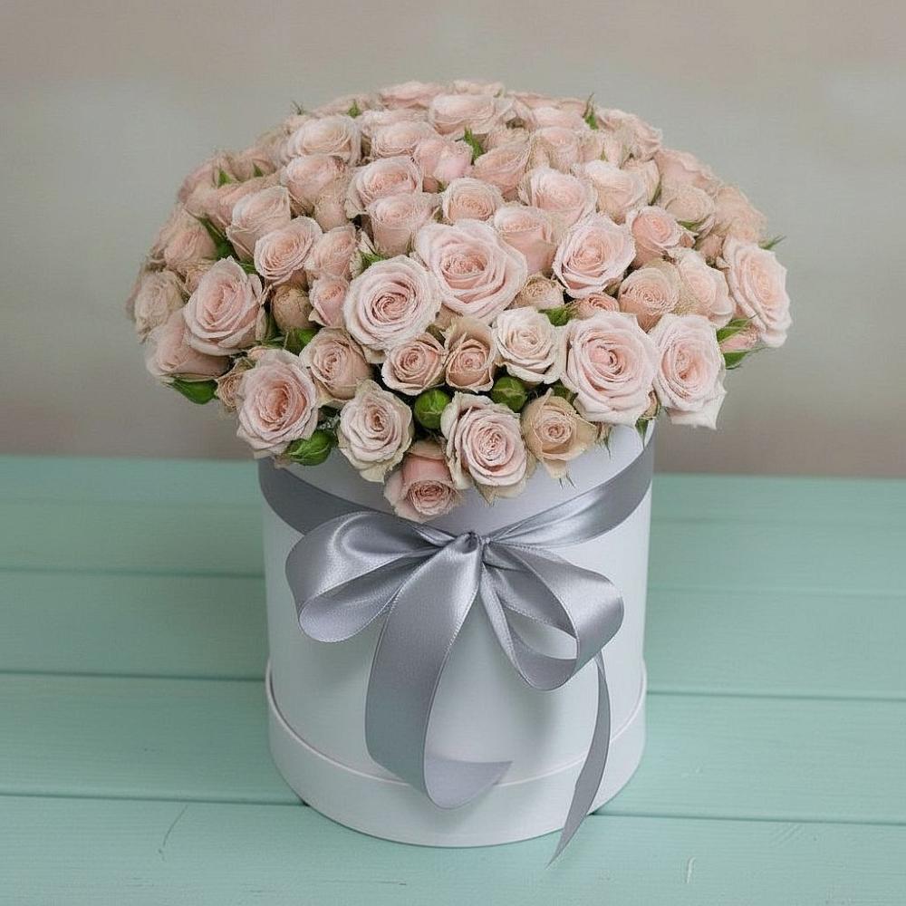 Цветочная композиция из Розы в шляпной коробке в Никольском 1-ом